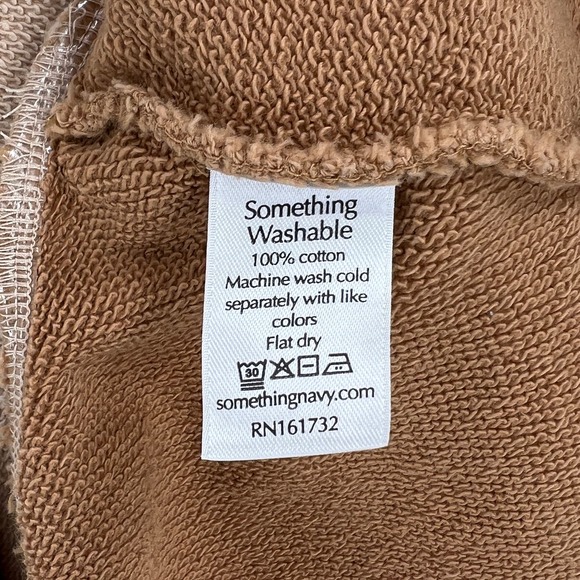 SOMETHING NAVY Hooded Sweatshirt Dress Womens Small Tan Colorblock Long Sleeve - Picture 11 of 15
